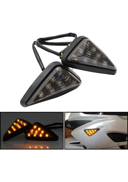 2 Adet Gömme Montaj Üçgen Şekilli LED Dönüş Sinyali Işık, 12V Motosiklet Dönüş Sinyalleri Işık (Yurt Dışından)