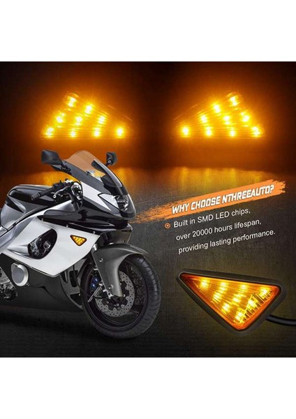 2 Adet Gömme Montaj Üçgen Şekilli LED Dönüş Sinyali Işık, 12V Motosiklet Dönüş Sinyalleri Işık (Yurt Dışından)