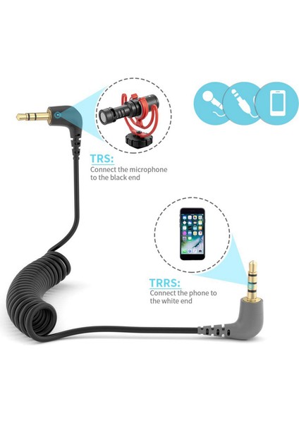 3,5 mm - Rs Mikrofon Adaptör Kablosu, Akıllı Telefon Için (Siyah) (Yurt Dışından)