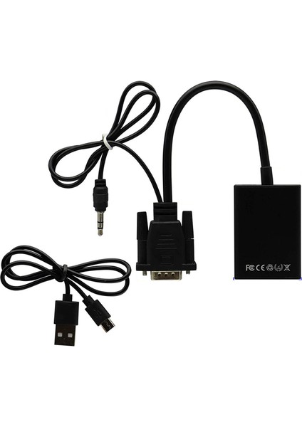 VGA - Uyumlu Erkek - Dişi Dönüştürücü Kablosu 3,5 mm Ses (Yurt Dışından)