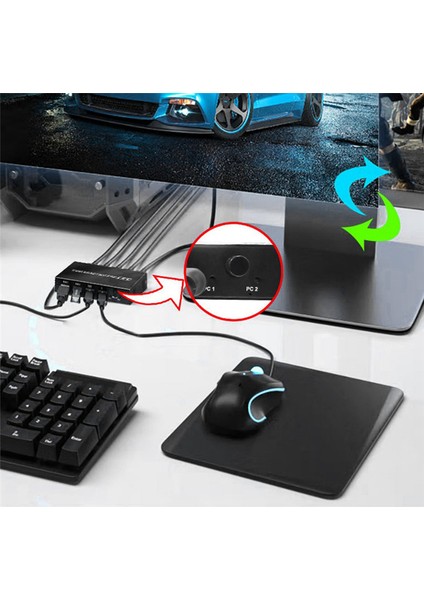 Bilgisayar Tv Proctor Için 4K 2'si 1 Arada Hızlı Switcher 1 Pc 2 Monitör (Yurt Dışından)