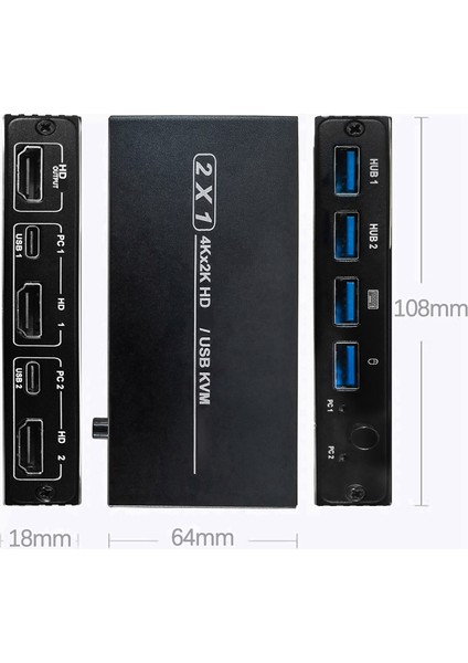 Bilgisayar Tv Proctor Için 4K 2'si 1 Arada Hızlı Switcher 1 Pc 2 Monitör (Yurt Dışından)