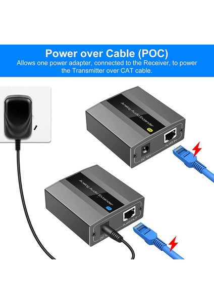 Analog Ses Genişletici Rca 3.5mm Stereo Ethernet Üzerinden Tek CAT5E/6/7 Kablo 500M'YE Kadar Ses Dönüştürücü Ab Tak (Yurt Dışından)