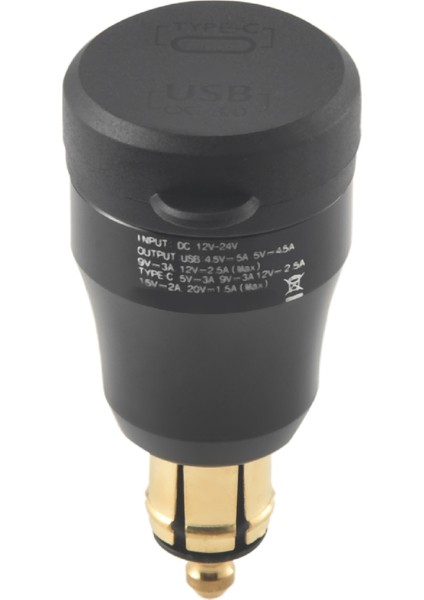 USB Tip-C Bağlantı Noktalı Motosiklet Şarj Cihazı 12V/24V Qc3.0 Adaptör Siyah (Yurt Dışından)