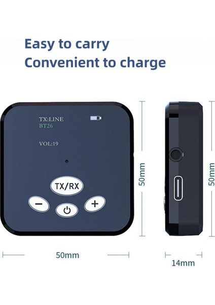 Bluetooth 5.0 Verici Alıcı, Hifi Kablosuz Ses Adaptörü, 2'si 1 Arada Bluetooth Adaptörü, 3,5 mm Bluetooth Ses Adaptörü (Yurt Dışından)