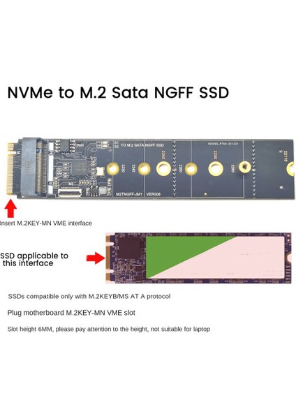 M2 Key-M Nvme Pcı-E'den Sata3.0 Genişletme Kartına Sabit Disk Aktarım Kartı Serbest Sürücü JMB582 (Yurt Dışından) fiyatları