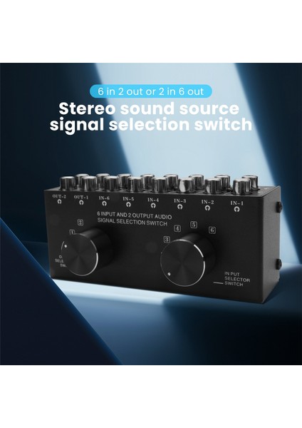 Switcher 6 Giriş 2 Çıkış Veya 2 Giriş 6 Çıkış Kulaklık Hoparlör Anahtarlayıcı Stereo Sinyal Seçimi Anahtarlayıcı, Arayüz Rca Tasarımlı Manuel Anahtarı Benimser (Yurt Dışından) indirimleri