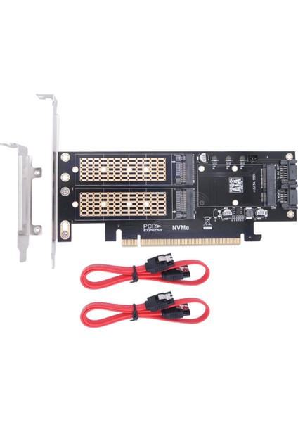 3 In 1 Masaüstü Bilgisayar Yükseltme Kartı Pcıe X16 - M.2 M Anahtar Nvme Ssd+M.2 B Anahtar Sata Ssd+Msata SSD Adaptör Kartı (Yurt Dışından)