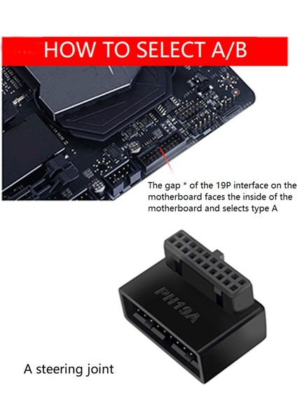 Adet PH19A Bilgisayar Anakartı Başlık Usb3.0 19/20P Soket 90 Derece Dönüştürücü Masaüstü Anakart Adaptörü (Yurt Dışından)