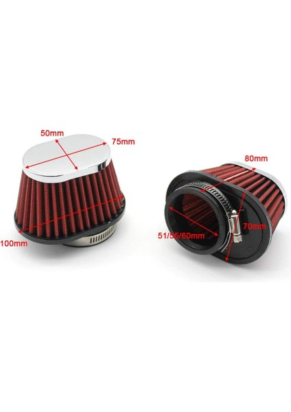 1 Adet Evrensel Yuvarlak Konik Araba Motosiklet Hava Filtresi 51MM 2 Inç Emme Filtresi-Kırmızı (Yurt Dışından) fiyatları