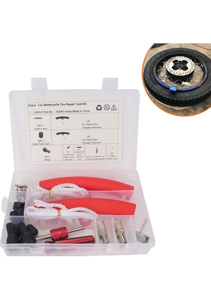Arabalar ve Motosikletler Için Kırmızı Kapaklı 31 Parça Lastik Tamir Alet Seti (Yurt Dışından) fiyatları