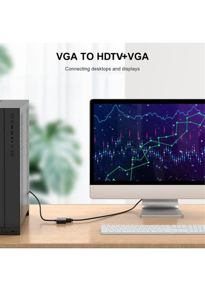 Vga'dan Hdtv'ye + VGA Dönüştürücü Bilgisayar Bağlantısı Monitör Tv Çift Ekran (Yurt Dışından)