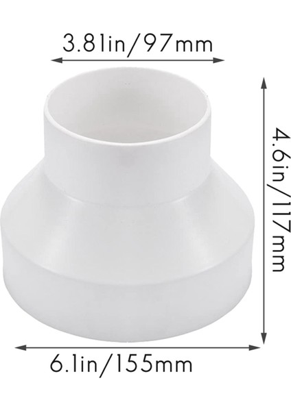 2x Havalandırma Borusu Redüktör Adaptörü Boru Hava Kanalı Adaptörü (150-100MM) (Yurt Dışından)