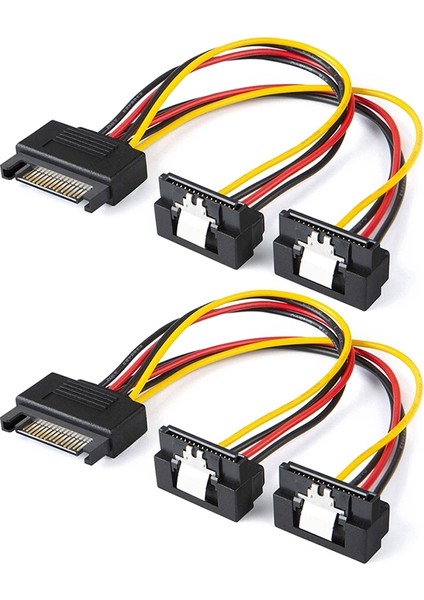 2'li Paket 8 Inç Sata 15 Pin Erkek - Dişi Güç Ayırıcı Kablosu (Yurt Dışından)