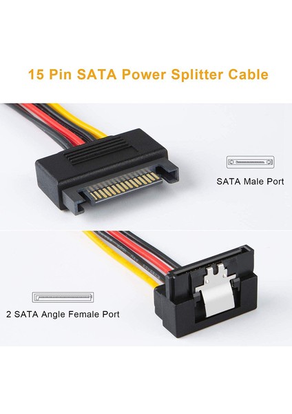2'li Paket 8 Inç Sata 15 Pin Erkek - Dişi Güç Ayırıcı Kablosu (Yurt Dışından)