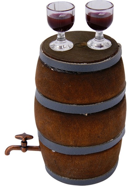 1:10 Mini Ahşap Şarap Fıçısı Içecek Aksesuarları, Şarap Kırmızısı (Yurt Dışından)