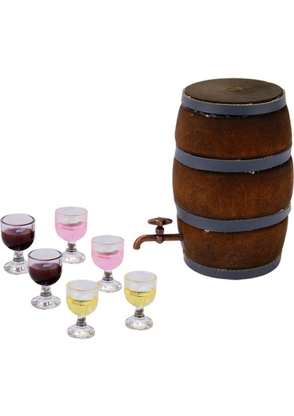1:10 Mini Ahşap Şarap Fıçısı Içecek Aksesuarları, Şarap Kırmızısı (Yurt Dışından) fiyatları
