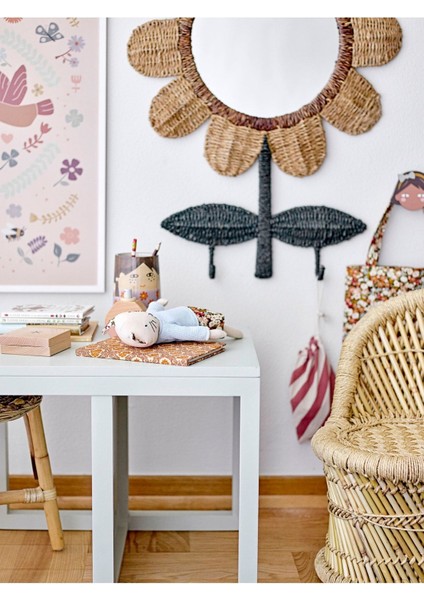 Warm Design Rattan Sarılmış Çiçek Duvar Aynası