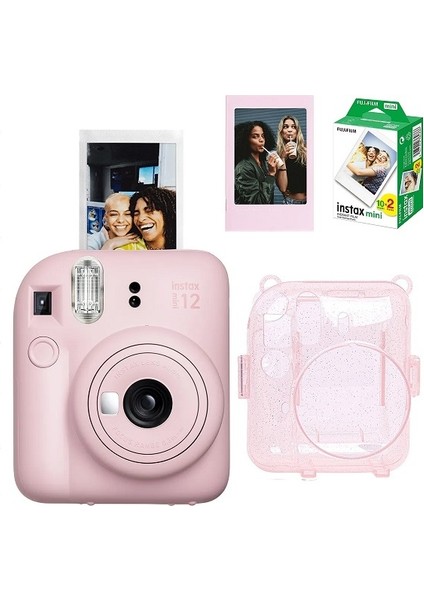 Mini 12 Fotoğraf Makinesi 20'li Film Simli Pleksi Kılıf ve Fotoğraf Çerçevesi Seti 1