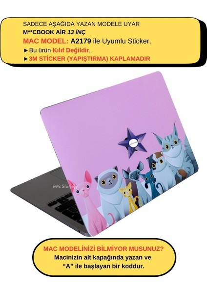 Macbook Air Kılıf Laptop Koruyucu Kaplama Sticker A2179 ile Uyumlu Animal03