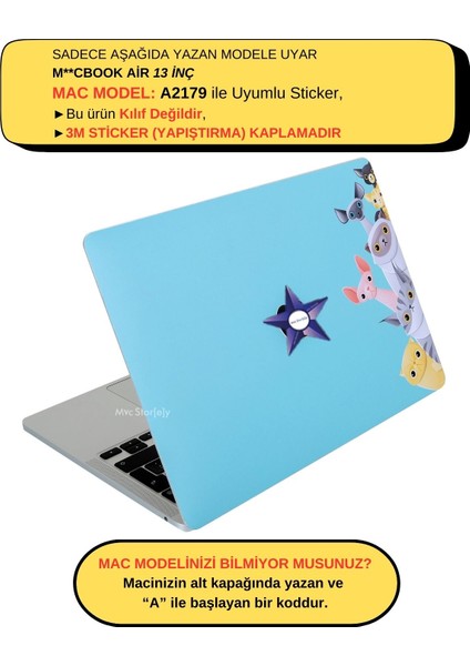Macbook Air Kılıf Laptop Koruyucu Kaplama Sticker A2179 ile Uyumlu Animal03