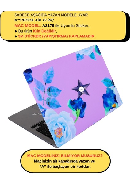 Macbook Air Kılıf Koruyucu Sticker Laptop Kaplama A2179 ile Uyumlu Flower03