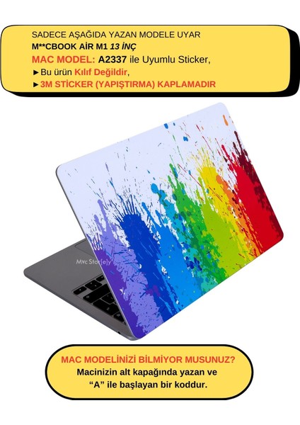 Macbook Air M1 Kılıf Sticker Kaplama Laptop Koruyucu A2337 ile Uyumlu Paint01NL
