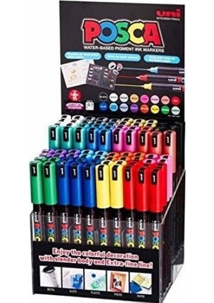 Uni Ball Markör Posca 0.7 Su Bazli Poster 80'lii Set