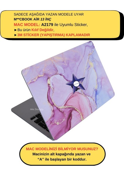 Macbook Air Kılıf Koruyucu Kaplama Laptop Sticker A2179 ile Uyumlu Marble14