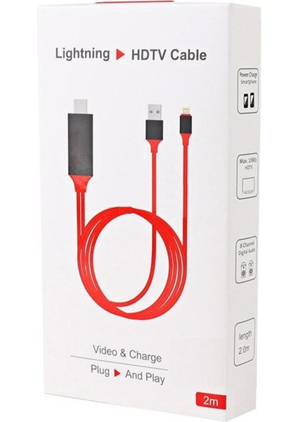 P8M Lightning To HDMI USB 2 Metre Kablo Iphone Kablolu Ses ve Görüntü Aktarıcı