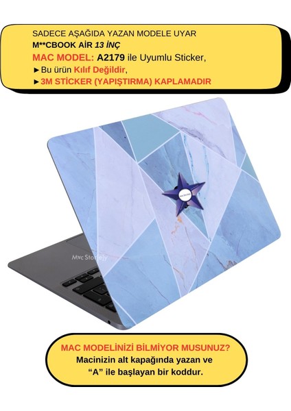 Macbook Air Kılıf Koruyucu Kaplama Laptop Sticker A2179 ile Uyumlu Marble14