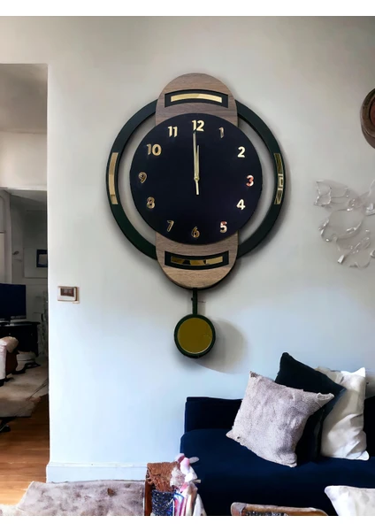 STE Desing Duvar Dekorasyon Saati,duvar Saati, Ahşap Saat, Sarkaçlı Saati Ahşap Sarkaçlı Duvar Saati,wall Clock