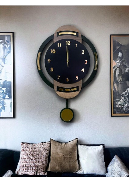 STE Desing Duvar Dekorasyon Saati,duvar Saati, Ahşap Saat, Sarkaçlı Saati Ahşap Sarkaçlı Duvar Saati,wall Clock