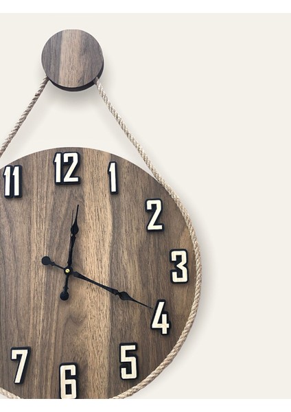 STE Desing Halatlı Dekoratif Ahşap,saat, Duvar Saat,duvar Saati,ahşap Saat,saat,wall Clock