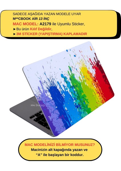 Macbook Air Kılıf Laptop Kaplama Sticker Koruyucu A2179 ile Uyumlu Paint01NL