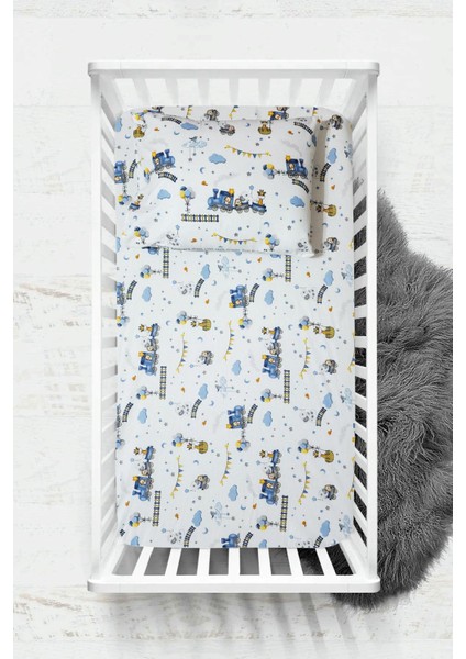 Yastık Kılıflı Ranforce Kumaş Lastikli %100 Pamuklu Ipeksi Bebek Çarşaf Seti