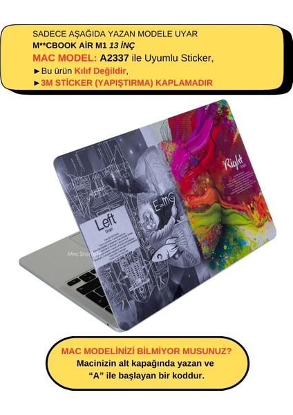Macbook Air M1 Kılıf Laptop Sticker Koruyucu Kaplama A2337 ile Uyumlu BrainNL