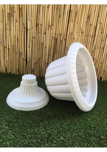 Nergis Saksı Krem 35X43 cm 9,8 Lt Beyaz Ayaklı Plastik Saksı Bahçe Saksısı fiyatları