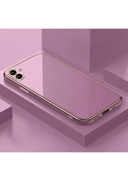 MTK Moveteck Samsung Galaxy A05 Kılıf Kamera Korumalı Parlak Gold Kenarlı Altın Işlemeli Şeritli Yumuşak Silikon Bark Kapak