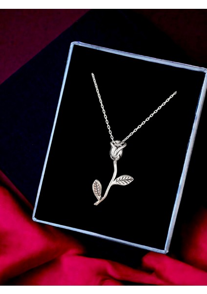 Alâ Silver Jewellery Gül Işlemeli Özel Tasarım 925 Ayar Gümüş Kolye