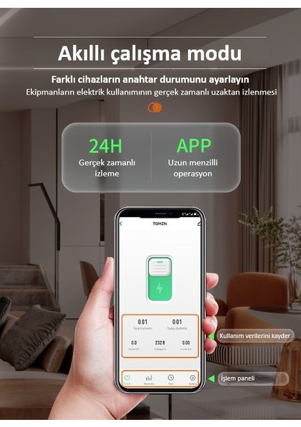 Akıllı Voltaj ve Akım Koruma Rölesi, Wifi Özellikli Dahili Enerji Ölçer ve Ampermetre 63A