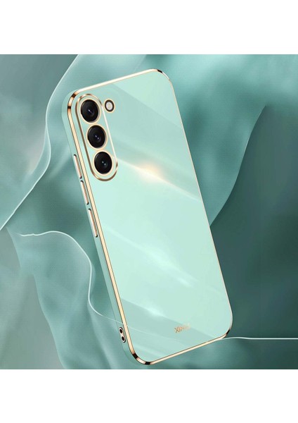 Samsung Galaxy S24 Plus Kılıf Kamera Korumalı Parlak Gold Kenarlı Altın Işlemeli Şeritli Yumuşak Silikon Bark Kapak fırsatları