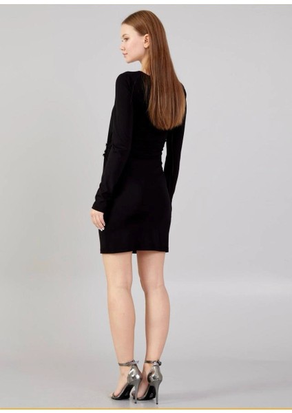 Kadın Mini Taş Detaylı Uzun Kol Şık Mini Elbise indirimleri