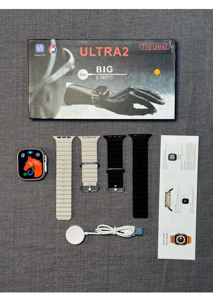 T10 Ultra 2 Watch 8 Akıllı Saat 2.19INÇ Full Ekran Çift Kordon Tüm Modellerle Uyumlu 2024