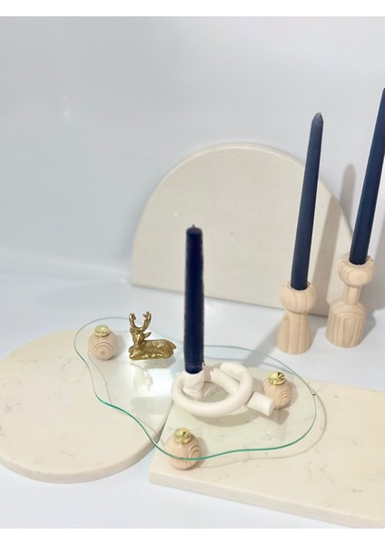 Eğri Formdaki Cam Tepsi Düzenleyici Stant Ahşap Top Ayaklı modelleri