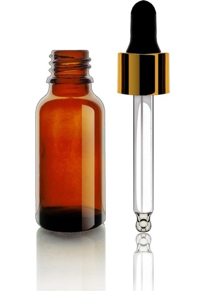 20 cc Cam Damlalıklı Amber Şişe - Ecza Şişesi - 50 Adet