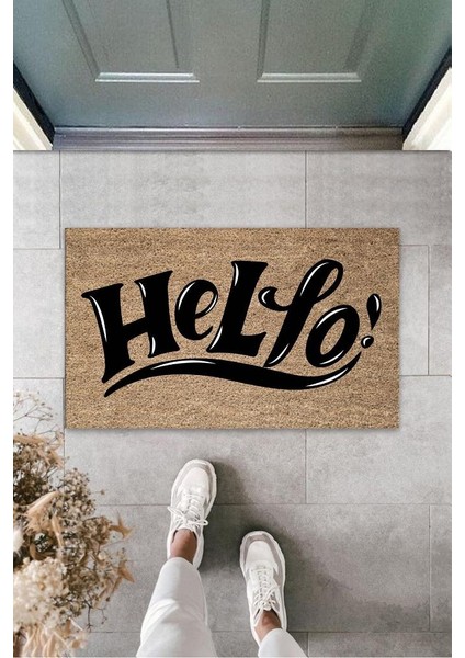Siyah Kapı Önü Paspası Hello Desen K-3276