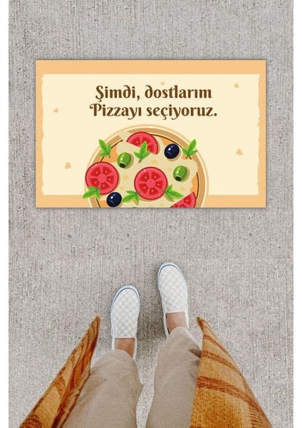 Dijital Baskı Dekoratif Pizza Pudra Kapı Önü Paspası K-1211