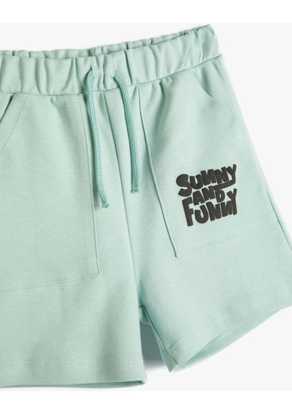 Şort Cepli Beli Bağlamalı Baskı Detaylı Pamuklu modelleri