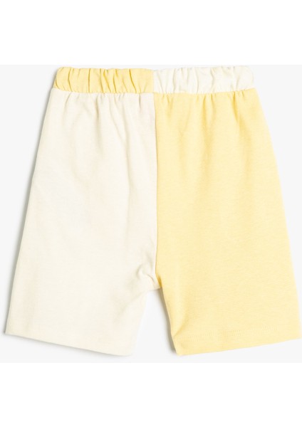 Şort Beli Lastikli Renk Kontrastlı Cepli Pamuklu Baskı Detaylı fiyatları